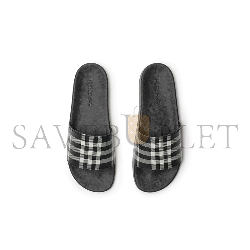 BURBERRY CHECK SLIDE SANDALS 